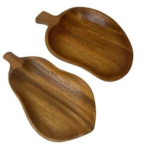Set of 2 Vintage Monkeypod‎ Wood Trinket Candy Nut Bowls made in the Philippines